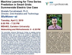 Machine Learning Seminar: "Machine Learning for Time Series Prediction in Smart Grids: Summerside Electric Use Case @ Carelton University ME4463 | Ottawa | Ontario | Canada