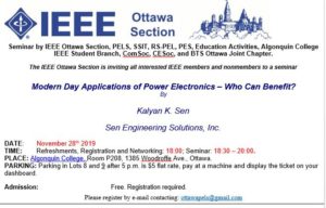 Modern Day Applications of Power Electronics â€“ Who Can Benefit? @ Room P208, Algonquin College | Ottawa | Ontario | Canada
