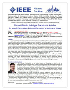 [CANCELLED] IEEE Ottawa seminar on Microgrid Stability Definitions, Analysis, and Modeling @ Algonquin College, T-Building, Room T129 | Ottawa | Ontario | Canada